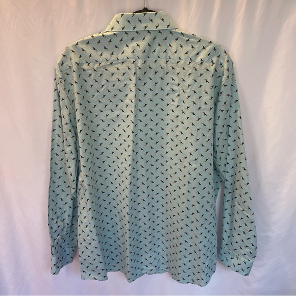 Original Penguin Heritage Slim Fit Men's 17.5 34-35 Blue Toucan Shirt Whimsical - Picture 10 of 16